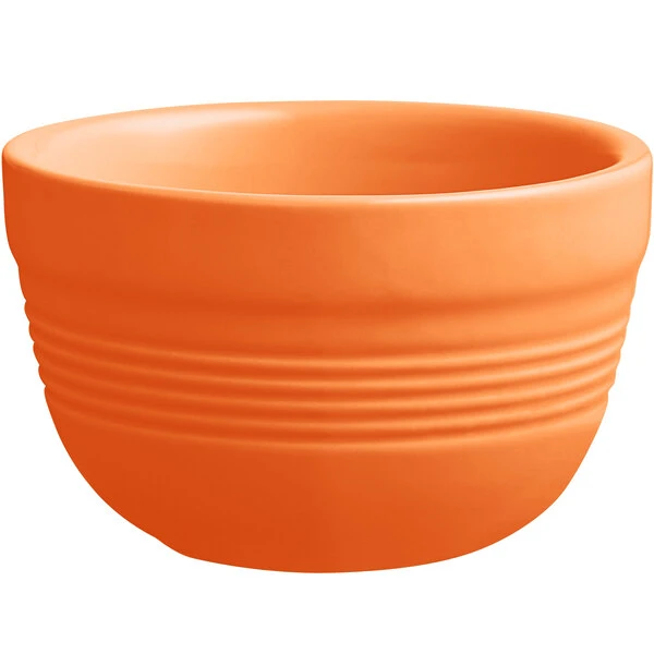 Sample- Acopa Capri 8 Oz. Valencia Orange Stoneware Bouillon Cup 2 Sample- Acopa Capri 8 Oz. Valencia Orange Stoneware Bouillon Cup - Image 2