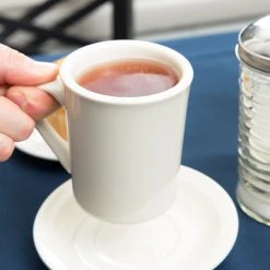 Acopa 8 Oz. Ivory (American White) Rolled Edge Stoneware Mug - 12/Pack -Acopa Sales 2325716