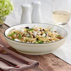 Sample - Acopa Embers 32 Oz. Cream White Matte Stoneware Pasta Bowl