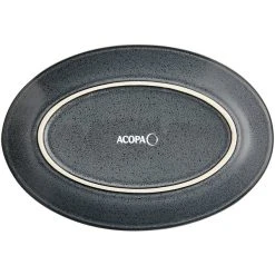 Sample - Acopa Embers 9 1/2" X 6 1/2" Midnight Blue Matte Coupe Stoneware Platter -Acopa Sales 2327540