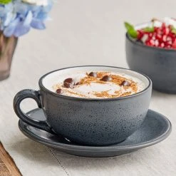 Acopa Embers 12 Oz. Midnight Blue Matte Stoneware Cup - 24/Case