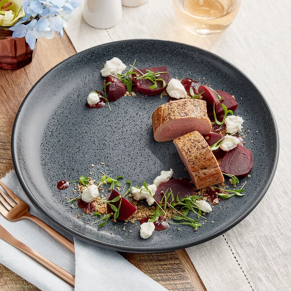 Acopa Embers 10 3/4" Midnight Blue Matte Coupe Stoneware Plate - 12/Case 1 Acopa Embers 10 3/4" Midnight Blue Matte Coupe Stoneware Plate - 12/Case