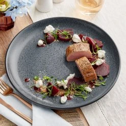 Sample - Acopa Embers 10 3/4" Midnight Blue Matte Coupe Stoneware Plate
