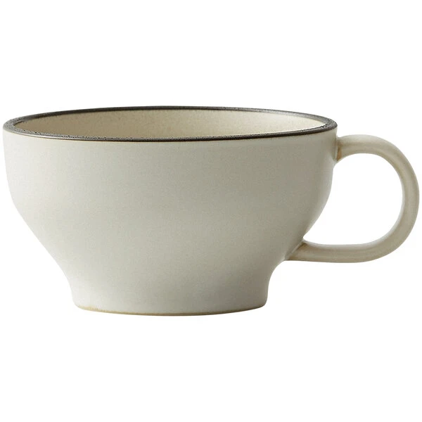 Oneida Moira By 1880 Hospitality MO2775020DW 7 Oz. Dusted White Stoneware Cup - 24/Case 1 Oneida Moira By 1880 Hospitality MO2775020DW 7 Oz. Dusted White Stoneware Cup - 24/Case