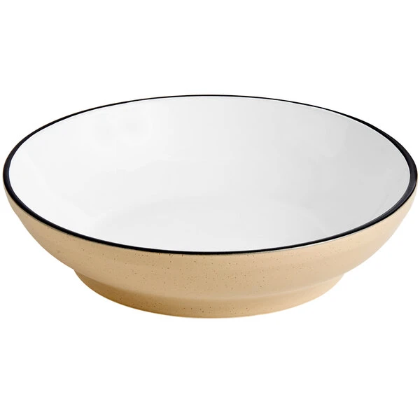 Acopa Embers 48 Oz. Harvest Tan Matte Stoneware Pasta Bowl - 6/Case 2 Acopa Embers 48 Oz. Harvest Tan Matte Stoneware Pasta Bowl - 6/Case - Image 2