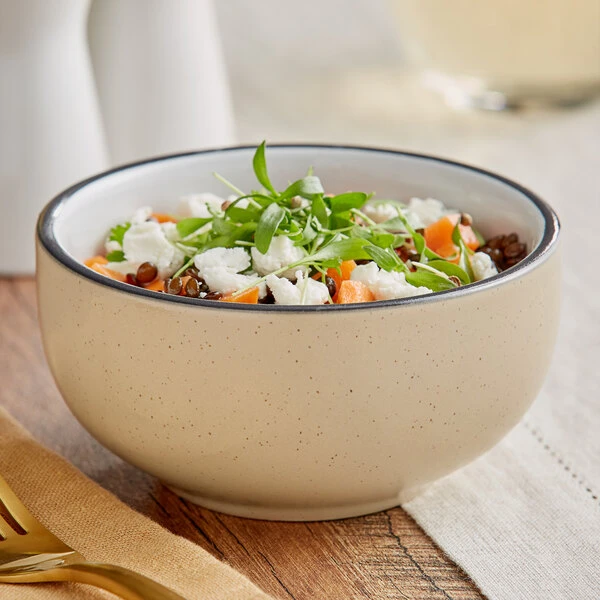 Acopa Embers 13 Oz. Harvest Tan Matte Stoneware Bowl - 24/Case 1 Acopa Embers 13 Oz. Harvest Tan Matte Stoneware Bowl - 24/Case