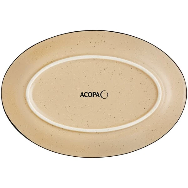 Sample - Acopa Embers 9 1/2" X 6 1/2" Harvest Tan Matte Coupe Stoneware Platter 3 Sample - Acopa Embers 9 1/2" X 6 1/2" Harvest Tan Matte Coupe Stoneware Platter - Image 3