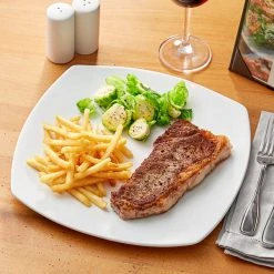 Acopa 12" Bright White Square Porcelain Coupe Plate - 12/Case