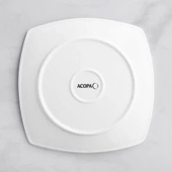 Acopa 11" Bright White Square Porcelain Coupe Plate - 12/Case -Acopa Sales 2419355
