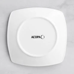 Acopa 8" Bright White Square Porcelain Coupe Plate - 24/Case -Acopa Sales 2419358