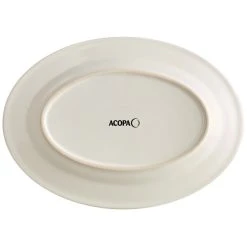 Acopa 12 1/2" X 8 7/8" Ivory (American White) Wide Rim Rolled Edge Oval Stoneware Platter - 12/Case -Acopa Sales 2464181