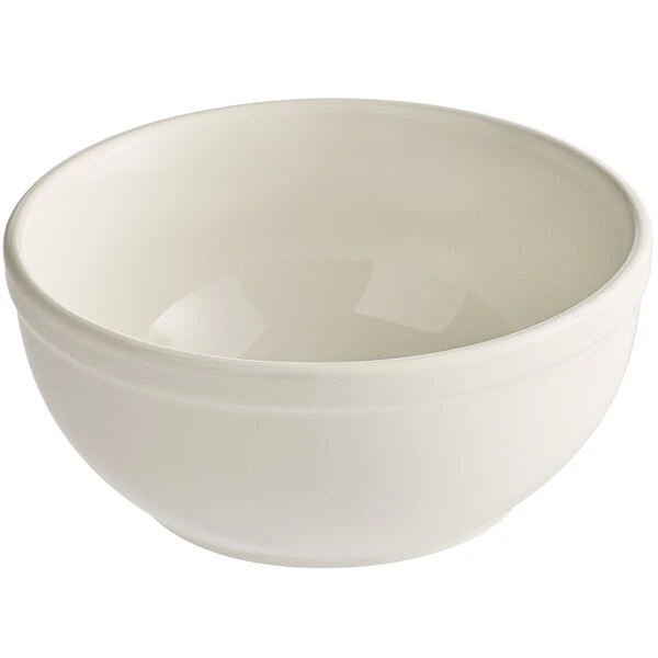 Acopa 13 Oz. Ivory (American White) Rolled Edge Stoneware Nappie Bowl - 6/Pack 2 Acopa 13 Oz. Ivory (American White) Rolled Edge Stoneware Nappie Bowl - 6/Pack - Image 2
