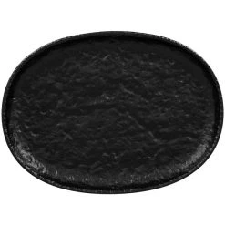 RAK Porcelain Roks 11" X 8 1/16" Black Oval Porcelain Coupe Platter - 6/Case