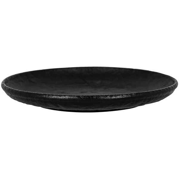 RAK Porcelain Roks 9 7/16" Black Round Porcelain Flat Coupe Plate - 12/Case 2 RAK Porcelain Roks 9 7/16" Black Round Porcelain Flat Coupe Plate - 12/Case - Image 2