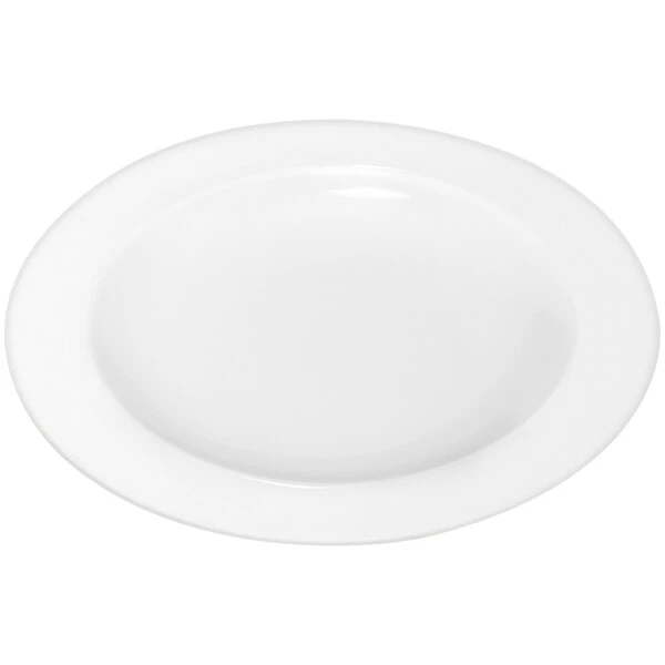 RAK Porcelain Ska 9" Ivory Round Wide Rim Porcelain Healthcare Plate - 12/Case 1 RAK Porcelain Ska 9" Ivory Round Wide Rim Porcelain Healthcare Plate - 12/Case