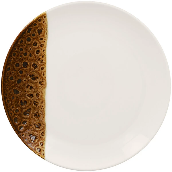 RAK Porcelain Wild 11" Brown Round Porcelain Flat Coupe Plate - 12/Case 1 RAK Porcelain Wild 11" Brown Round Porcelain Flat Coupe Plate - 12/Case
