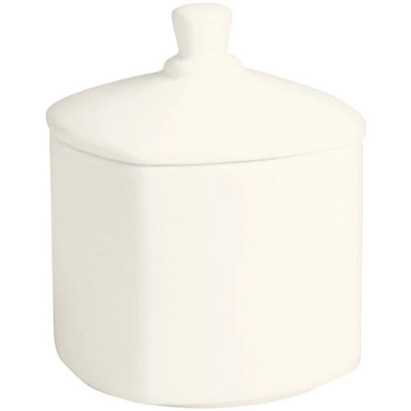 RAK Porcelain Ska 8.45 Oz. Ivory Porcelain Sugar Bowl And Lid - 6/Case 1 RAK Porcelain Ska 8.45 Oz. Ivory Porcelain Sugar Bowl And Lid - 6/Case