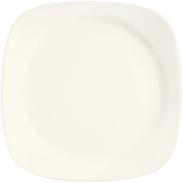 RAK Porcelain Ska 9 7/16" Ivory Square Porcelain Flat Plate - 12/Case 1 RAK Porcelain Ska 9 7/16" Ivory Square Porcelain Flat Plate - 12/Case