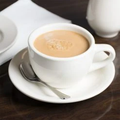 Acopa 6" Ivory (American White) Wide Rim Rolled Edge Stoneware Saucer - 36/Case 6 Acopa 6" Ivory (American White) Wide Rim Rolled Edge Stoneware Saucer - 36/Case -Acopa Sales 973764