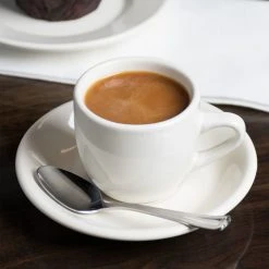 Acopa 4 7/8" Ivory (American White) Rolled Edge Stoneware Saucer - 36/Case -Acopa Sales 973792