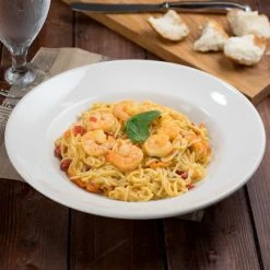 Acopa 16 Oz. Ivory (American White) Wide Rim Rolled Edge Stoneware Pasta Bowl - 12/Case